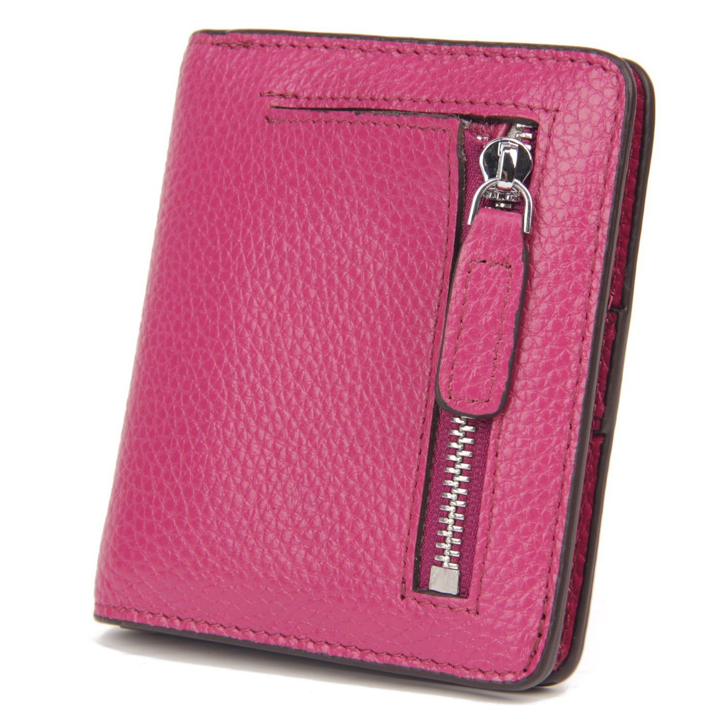 AINIMOER RFID Blocking Women's Leather Clutch Wallet Card Case Minimalist Waller Thin Wallet (Purple)