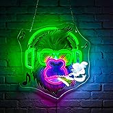Gdbkabf Neon Sign, Gorilla Neon Signs for Wall Decor - Gorilla with Headphones LED Light for Game Room/Man Cave/Bar/Club - USB Powered Light Up Sign Decorations