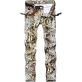 Enrica Men's Casual Printed Jeans Skinny Denim Pants