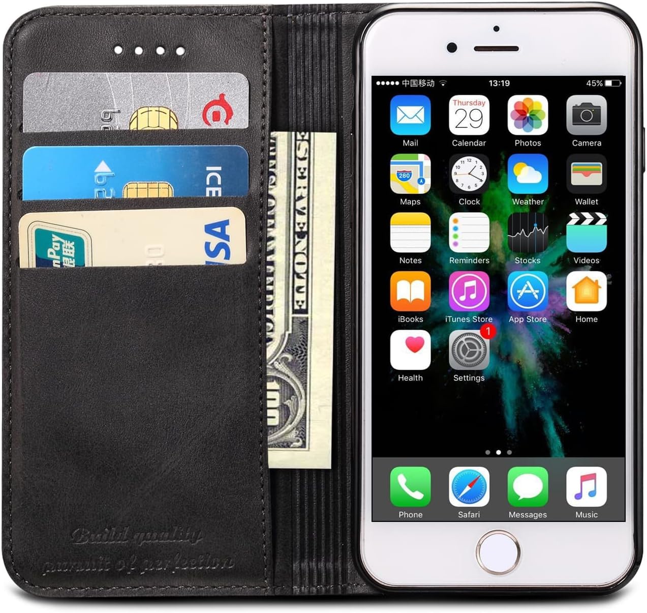 SINIANLiPhone XR Case, Premium Leather Wallet Case Business Credit Card Holder Folio Flip Cover for iPhone XR 6.1 inch 2018 - Black