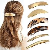 6pcs Women Gold Hair Clips Metal Flat Hair Clips Tortoise Retro Gold Hair Barrettes French Clip Barrettes for Women Lady