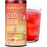 The Republic of Tea – Cold Brew Hibiscus Pineapple Coconut Iced Tea, Large Herbal Iced Tea Pouches, Steeps Six One-Quart Pitchers