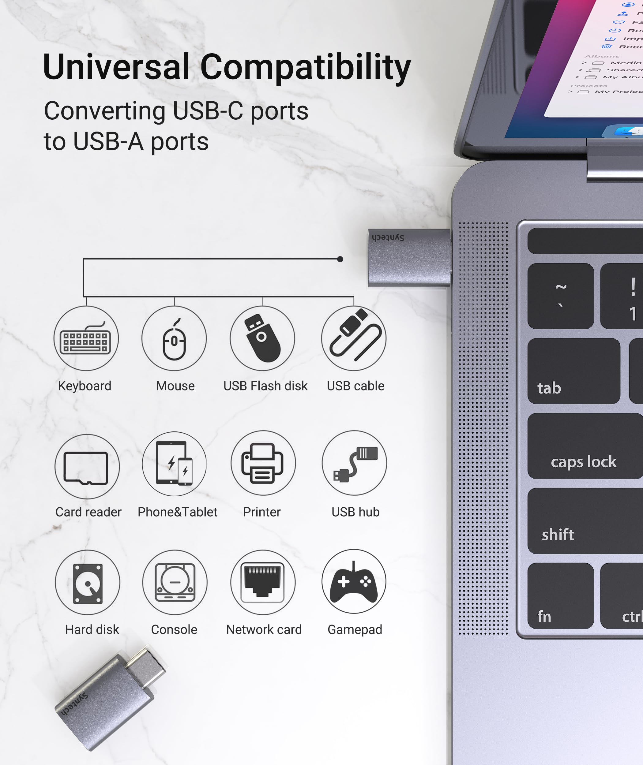Syntech USB C to USB Adapter (2 Pack) & USB C to USB 3.2 Adapter (2 Pack) 10Gbps USB 3.2 Gen 2 Fit Side by Side