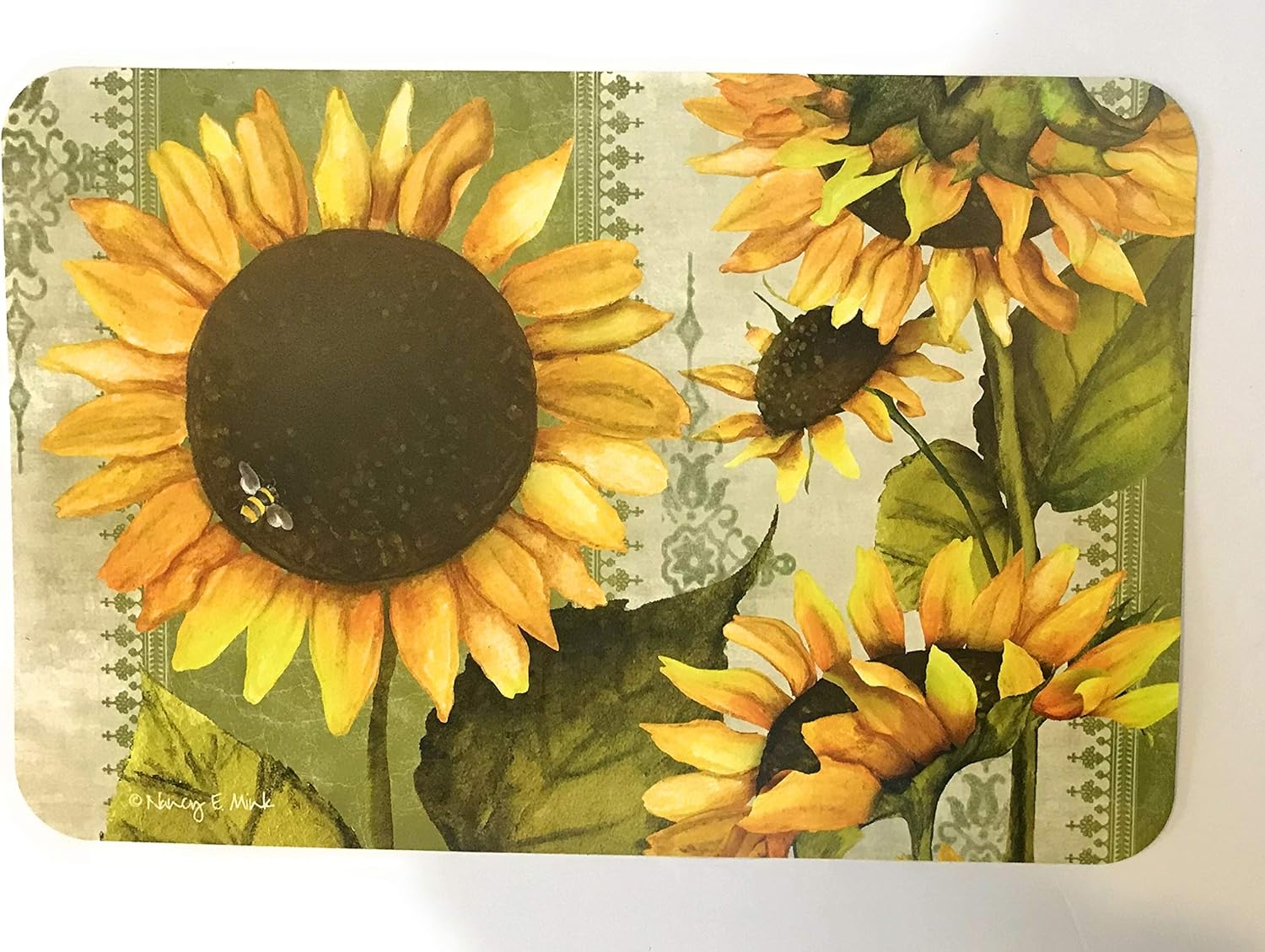 New Set 2 PLACEMATS Sunflowers 17 x 11 Vinyl Reversible