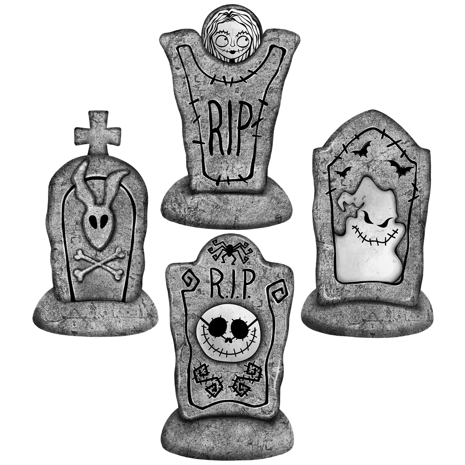 Photo 1 of Scary Christmas Halloween Decorations Outdoor: 4ct Large RIP Tombstones Yard Signs with Stakes, Realistic Halloween Graveyard Decor Outside for Kids School Home Office Party