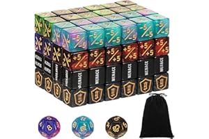 99 Pieces MTG Counter Dice Set, 7 Color Acrylic Ability Keyword Dice with +1/-1 Life Count Dice, Portable with Storage Bag fo