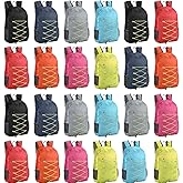 Dansydaisy 24 Pcs Backpacks in Bulk - 17 Inch Multicolor Foldable Backpacks with Elastic Draw Cord Bookbags for School, Outdoor Travel, Camping