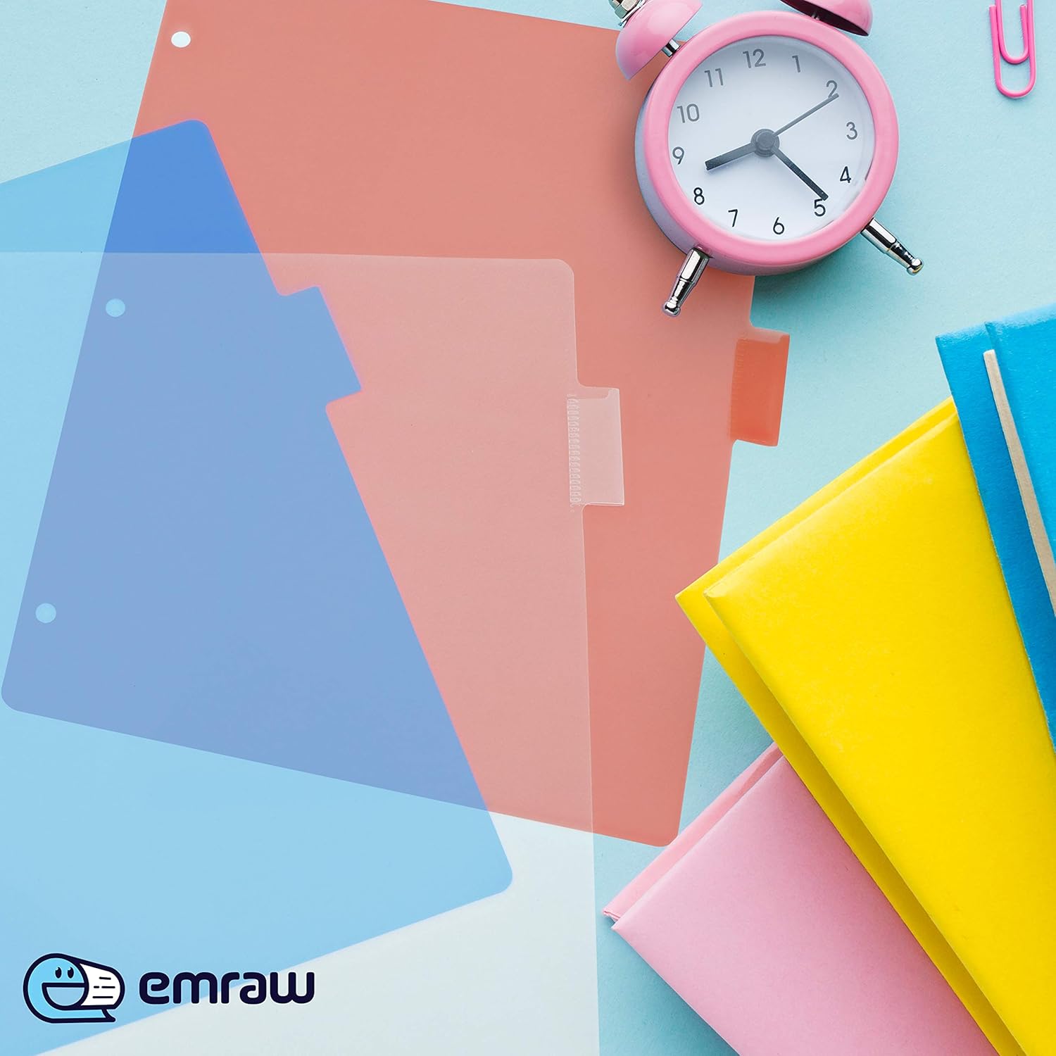 3 Ring Binder Dividers with 8 Insertable Color Tabs, Helps to Organize Documents in Single File Folder, Perfect for School, College, Kids and Adults - by Emraw (Pack of 16) : Office Products