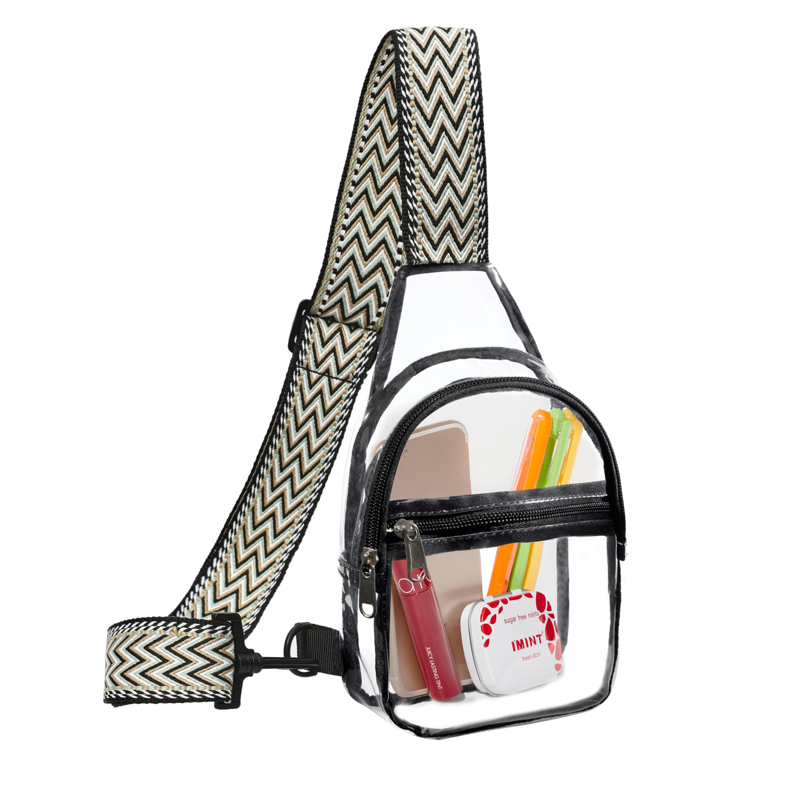 gdbis Mini Clear Sling Bag, Clear Purse Packs Stadium Approved for Women, Transparent Daypack for Concerts, Sports Events