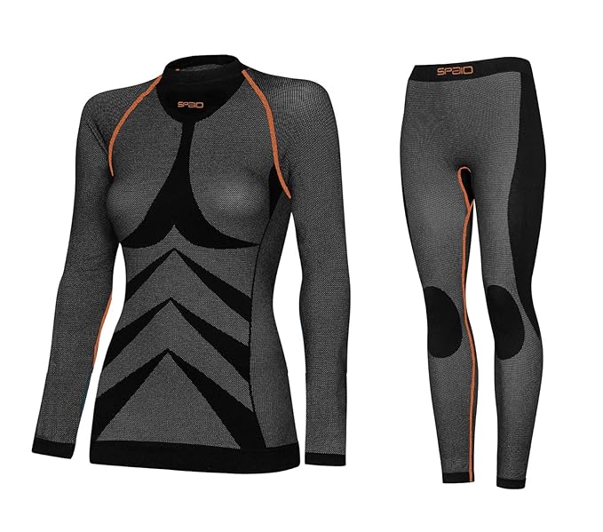 SPAIO ® Damen Funktionswäsche Motorrad,- Ski,- Thermowäsche, warm, weich, atmungsaktiv und Flachnahttechnik - (Made In Italy)