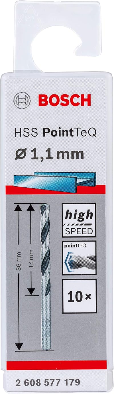 Bosch 10pc PointTeQ HSS Twist Drill Bit Set 1.1 x 14 x 36 mm