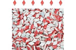 SMANTA Red 120 Pieces Diamond Ceramic Tiles for Crafts, Mosaics Tile Bulk Small Rhombus Ceramic Tiles for DIY Picture Frames Handmade Stepping Stones Coasters Crafts Decoration