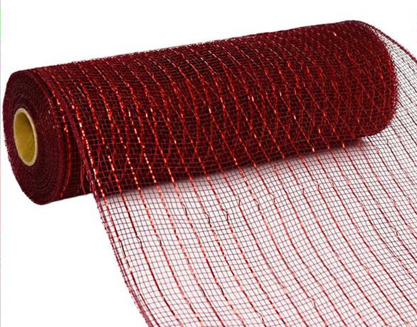 10 inch x 30 feet Deco Poly Mesh Ribbon (Metallic Burgundy and Red Foil) : RE130161 — image 1