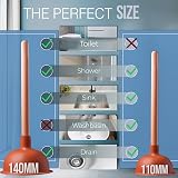 aquabook Sink Plunger 140mm Large Unblocker for Toilet Shower Bathtub UK view 3