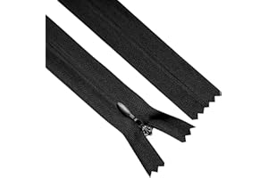 Sawoake Invisible Zippers 12 Inch #3, Black Nylon Coil Zippers 2-Pack for Sewing, Skirts, Pockets, Pillows (Black, 12", 2PCS)