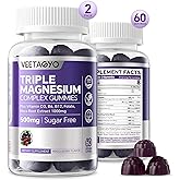 VEETAGYO Magnesium Gummies 500mg 400mg | High Absorption, Bone, Nerves, Muscle | 3 Forms of Magnesium Complex Supplement Glycinate,Taurate,Malate | Adults - Vegan,Sugar Free,120Cts