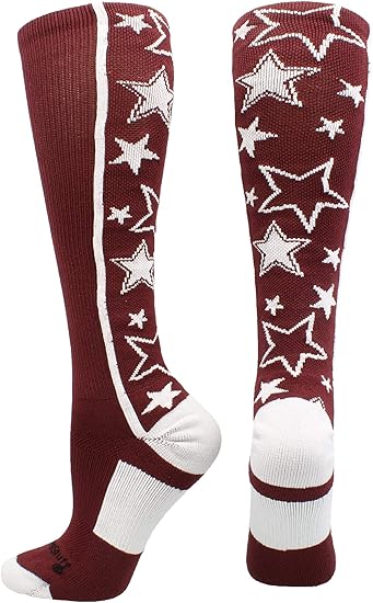 MadSportsStuff Softball Socks with Stars- for Girls or Women - Knee