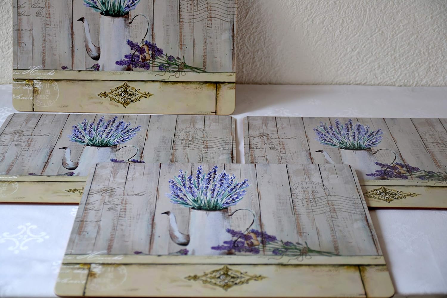 Maison En France Tischset Kork 4 Stuck Sehr Hubsche Stabile Platz Tischsets Design Lavendel Mit Kork Amazon De Kuche Haushalt