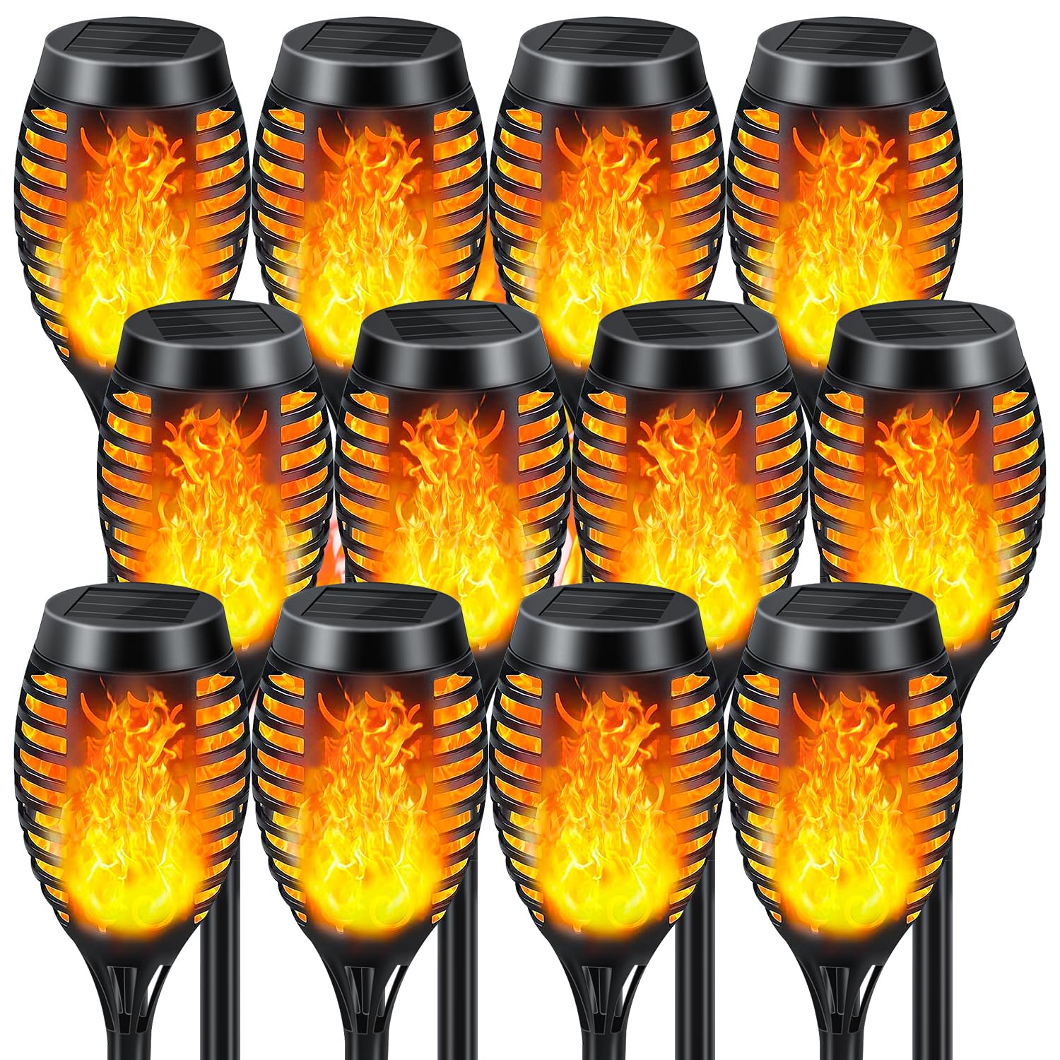 Solar Lights Outdoor 12 Pack, Solar Torch Light with Flickering Flame, Waterproof Pathway Lights, Decoration Lighting for Garden Yard Patio Pathway Driveway, Auto On/Off — image 1
