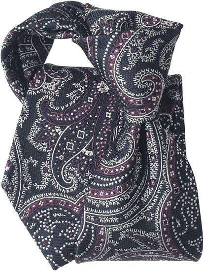 Amazon パーソナリティ ネクタイ ビジネス ブランド イタリア製 メンズ おしゃれ シルクコットン 花柄 小紋 ペイズリー ネイビー ネクタイ 通販