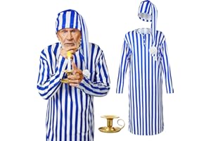 Liitrsh 3 Pcs Christmas Nightshirt Costume Cosplay Christmas Men's Pajama Nightgown Adjustable Sleep Cap Candle Holder