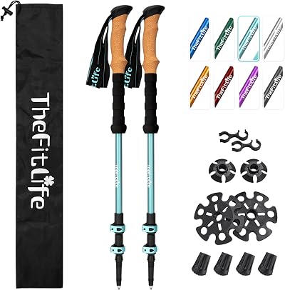 TheFitLife Trekking Poles Lightweight 7075 Aluminum Cork Grips Adjustable