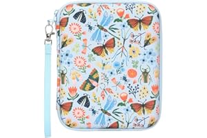 Jeachan Card Case for Yoto cards, Soft Portable Folder with Zipper & 80 Pockets Player & Mini Audiobook Cards, Card Binder Holder with Sleeves for Travel (Bloom&Buzz)