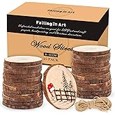 Falling in Art 3.1-4 Inches Natural Wood Slices Set for Crafts - 25Pcs Round Wood Discs with Pre-drilled Hole for DIY Projects, Christmas Ornaments and Wedding Decoration