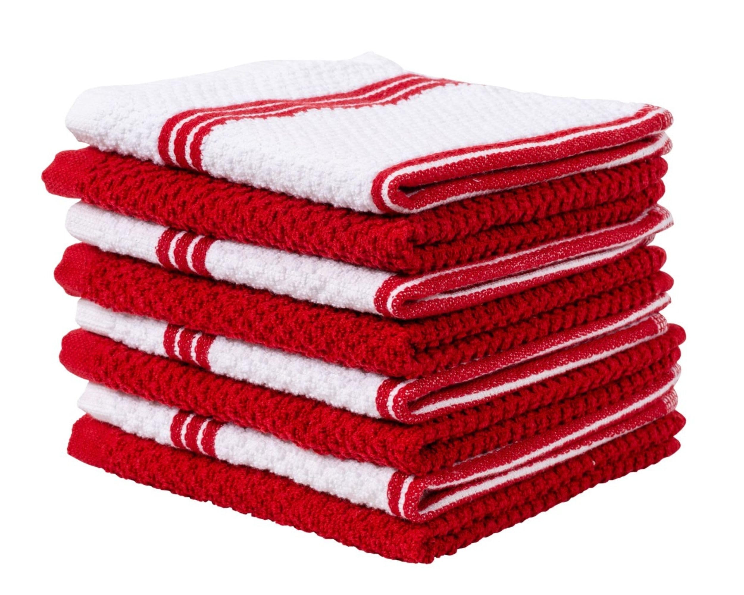 Living Fashions 8 Pack Dish Cloths for Washing Dishes - 100% Cotton Absorbent Dish Towels Size 12" x 12" - Perfect Rags for Washing Dishes - Kitchen Rags and Washcloths for Dishes (Red)