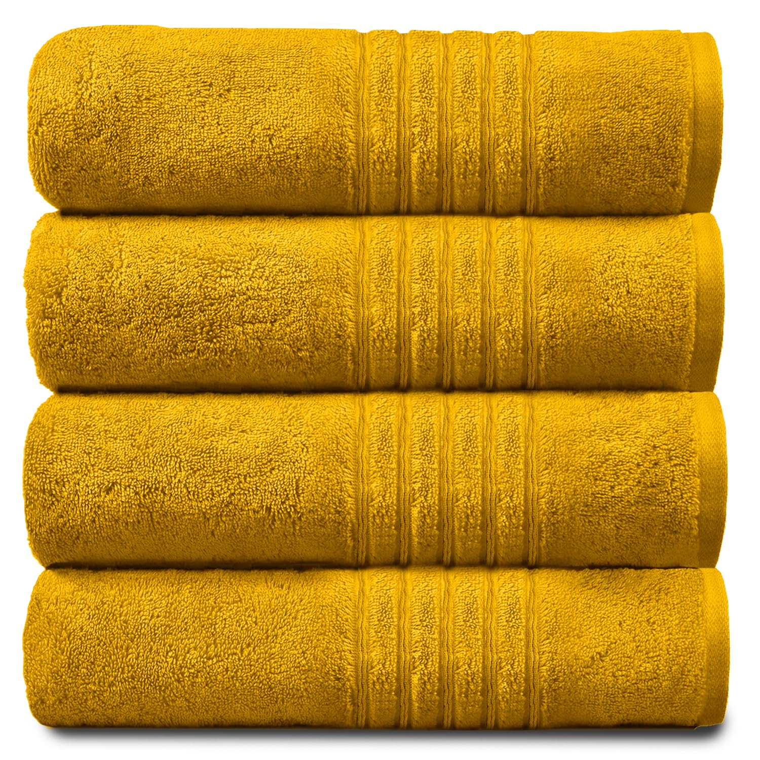 GC GAVENO CAVAILIA 4 PK Extra Large Bath Sheet, Water Absorbent Cotton Towels, 450 GSM Quick Dry Towels Set, Ochre