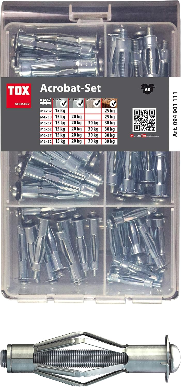 TOX metal cavity dowel assortment Acrobat Set, 60 pcs, 1 piece, 094901111