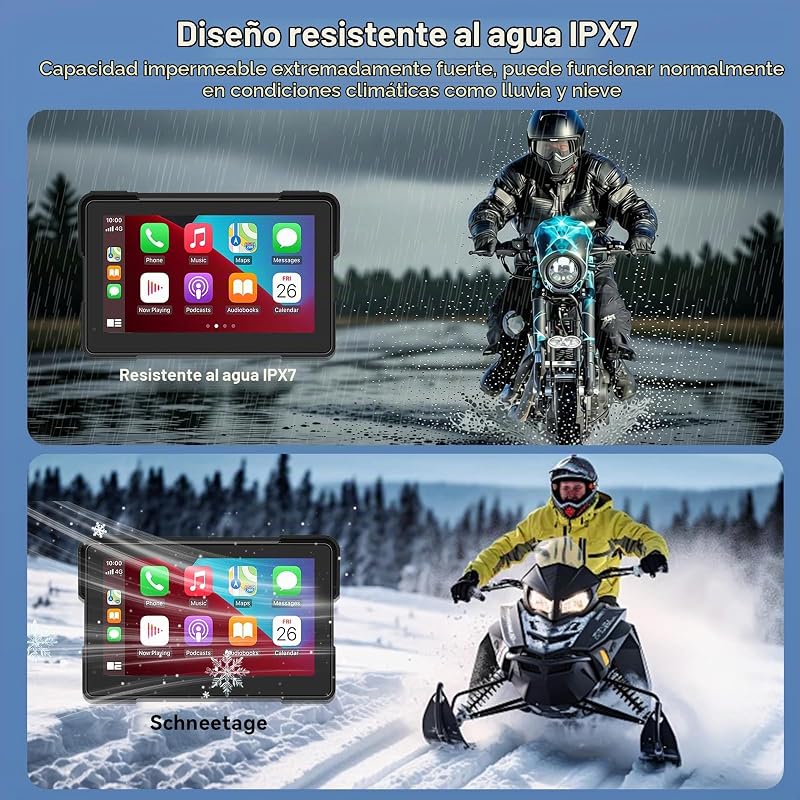Pantalla CarPlay Moto 7", IPX67, Android Auto &Carplay, Compatible con TPMS — foto 6 de 6