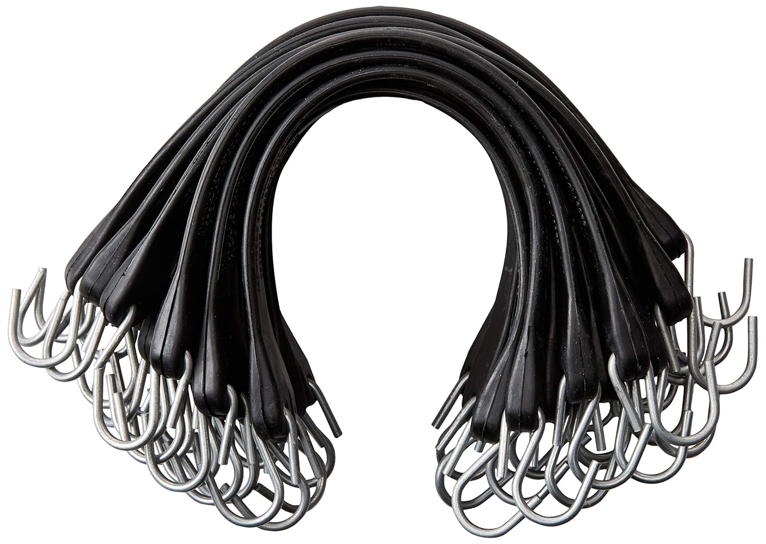 15" Inch Rubber Bungee Cords with Hooks Crimped S Hooks Natural