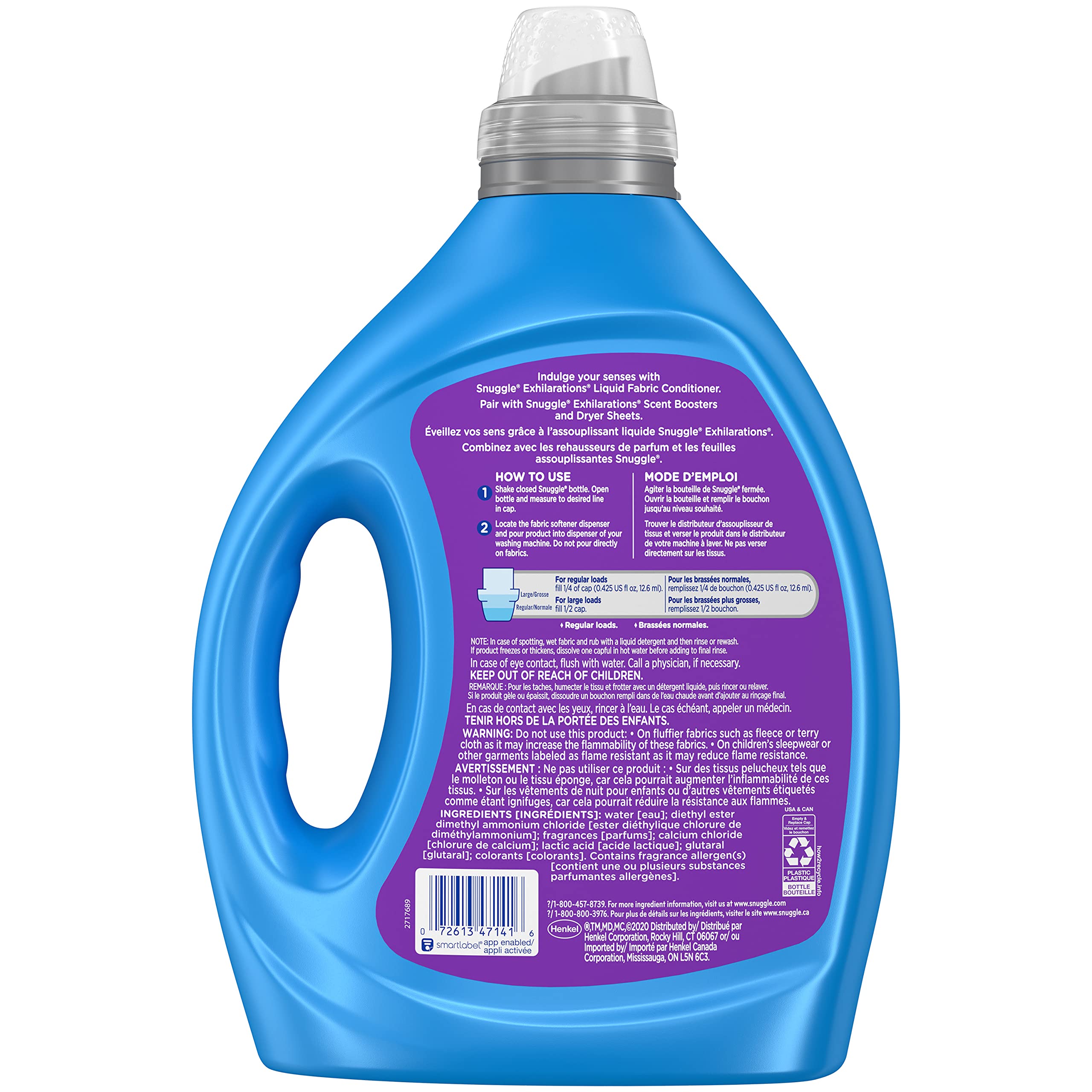 Snuggle Exhilarations Liquid Fabric Softener, Lavender and Vanilla Orchid, 2X Concentrated, 188 Loads