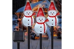 LIGHTSHINE Snowman Shape Solar Christmas Decorations, Solar Landscape Pathway Christmas Stakes Lights, Outdoor Christmas Lights Decor for Yard, Garden, Porch