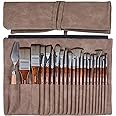 HAGERI 20 Pieces Paint Brushes, Expert Synthetic Nylon Bristles Paint Brush Kit with Palette Knife & Suede Leather Roll, Paint Brushes Set for Oil, Acrylic, Watercolor, Gouache and Detail Paintings