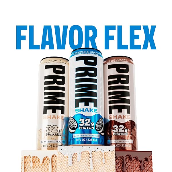 PRIME SHAKES, COOKIES & CREAM, 32G PROTEIN SHAKE FOR MUSCLE SUPPORT & RECOVERY, ULTRA-FILTERED MILK, LACTOSE FREE, LOW SUGAR, LOW CALORIE, READY TO DRINK, 11 FL OZ, 12 PACK