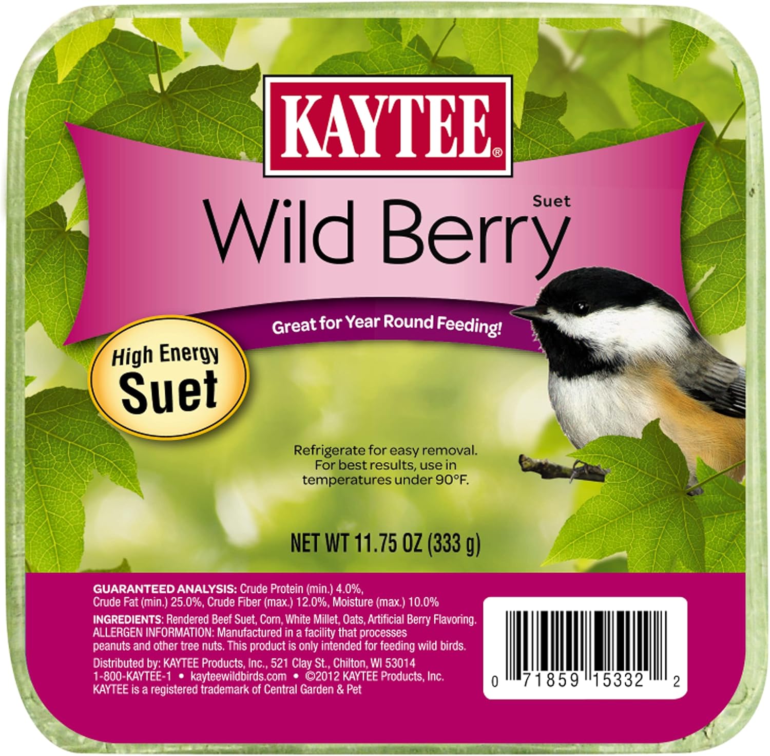 Backyard Birding & Wildlife - Kaytee Wild Berry High Energy Bird Suet, 11.75 Oz