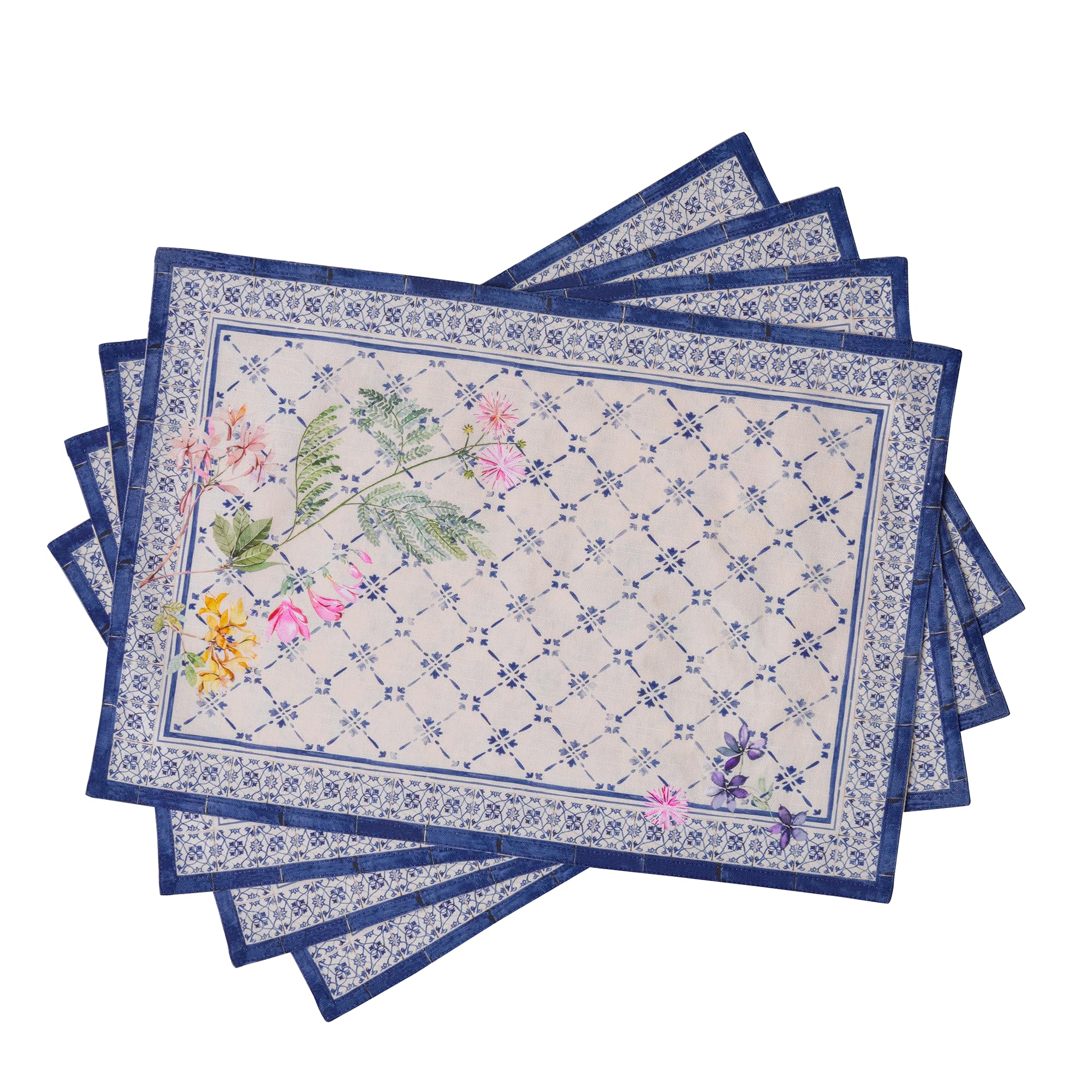 Maison d' Hermine Placemats Set of 4 100% Cotton Washable Reusable Table Mats for Home Kitchen Dining Party Wedding Restaurant Gifts for Mothers Day (Faience, 33 CM x 48 CM) — image 1