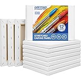 FIXSMITH Stretched Canvas- 6x8 Inch, Bulk Pack of 12, White Blank Canvases for Painting, Primed,100% Cotton,5/8 Inch Profile of Super Value Pack for Acrylics,Oils & Other Painting Media.
