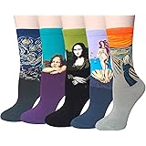 Chalier 4-6 Pairs Womens Fun Socks Famous Painting Patterned Art Socks & Printed Cool Novelty Funny Socks for Women