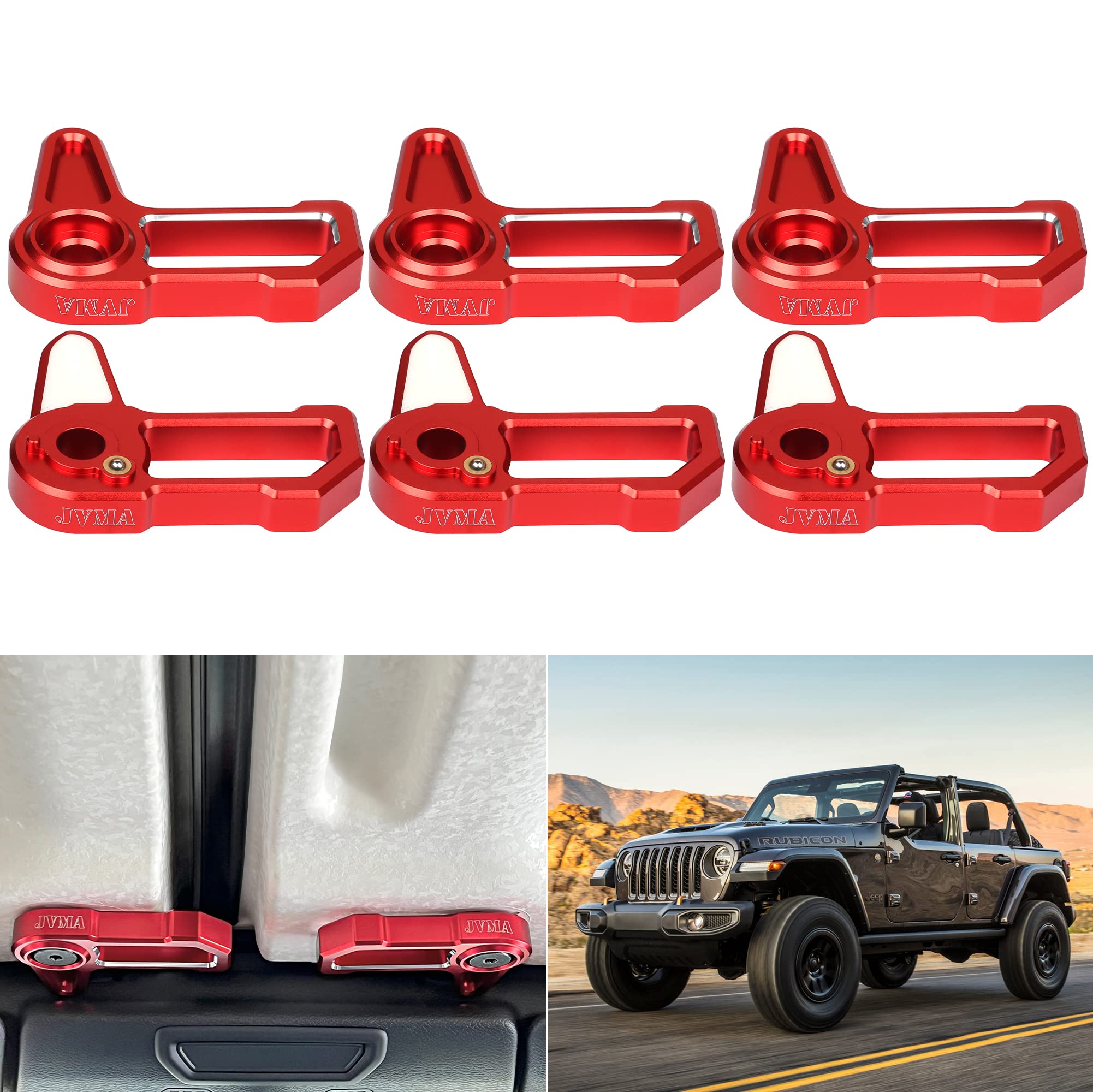 Photo 1 of JVMA Freedom Panel Latch Hardtop Roof Removal Handle for Jeep Wrangler JL JLU 2018-2024 2025 2026 and Jeep Gladiator JT Aluminum Red Interior Accessories, 6 Pack