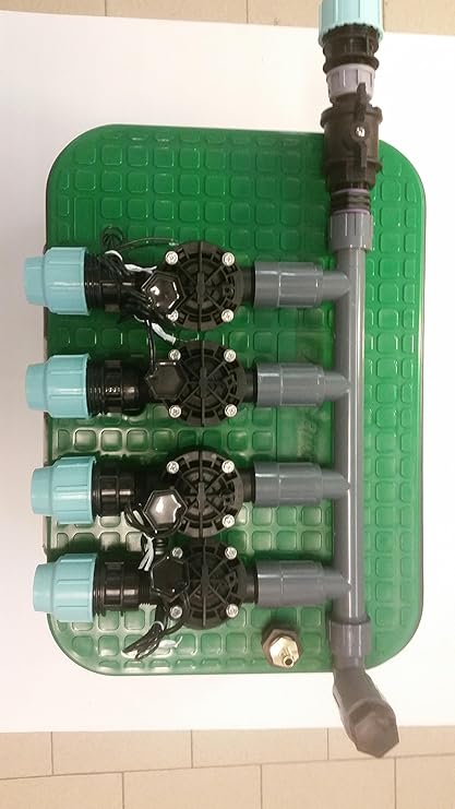Verteiler vormontiert inkl. Rain Bird Magnetventil und Ventilbox Bewässerung, Anschluß 25 mm PE-Rohr (4 Zonen)