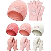 Pink Beanie Hat and Glove Set for Women Coquette Bow Beanie Bulk Y2k Winter Accessories