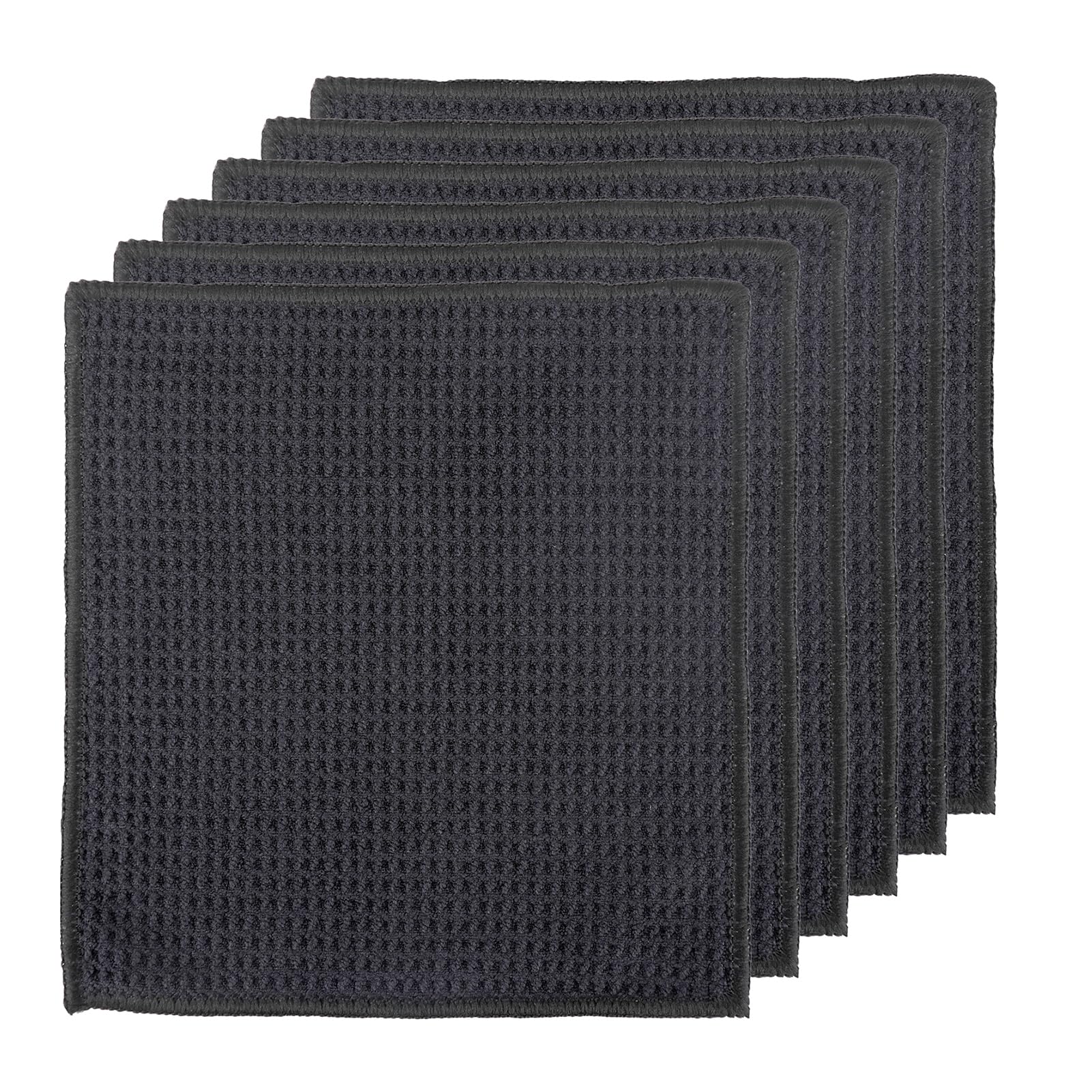 6Pcs Cleaning Cloths Microfibre, Black Microfibre Cloths Barista Cloth Microfibre Cloth with Waffle Structure Cloths Cleaning Cloths Window Cloths Dishcloths Kitchen Cloths Cleaning Cloths (Black 20