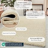 Abaseen Cream Shaggy Rug 120x170 cm Thick Pile Non-Slip Living Room view 2
