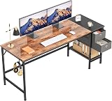HOMIDEC 160 cm Computer Desk with Drawers, Headphone Hook, Modern Style view 9