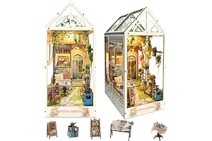 SUDOPOR DIY Book Nook Kit,DIY Dollhouse Booknook Bookshelf Insert Decor,3D Wooden Puzzles with LED Dust Cover,Book Nook Miniature Kit,Birthday Halloween Home Decor for Teens Adult-Sylvia Garden