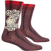 Blue Q Coolest Guy on the Conference Call Men's Funny Crew Socks (fits shoe size 7-12)