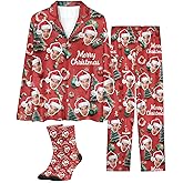 COLORSFORU Personalized Pajamas with Faces for Men Women, Pajamas Gifts For Family,Cat Mom,Dog Mom, Custom Christmas Pj